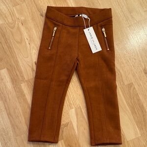 NWT Janie and Jack Tan Kids Leggings with Gold Zippers
